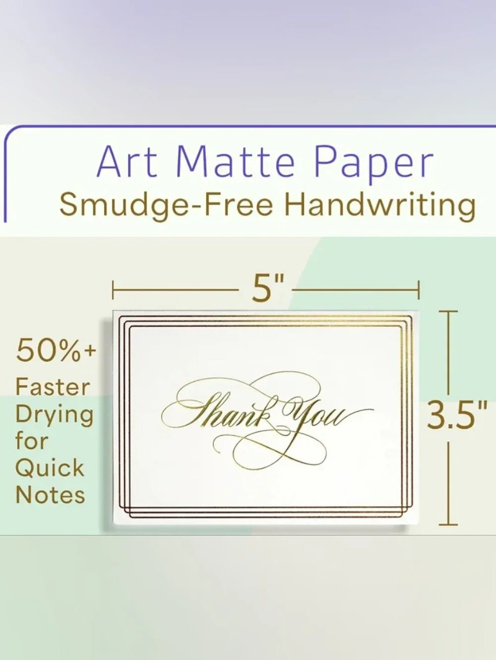 🍎 50-Pack Gold Foil Thank You Cards with Envelopes & Seal Stickers – 3.5